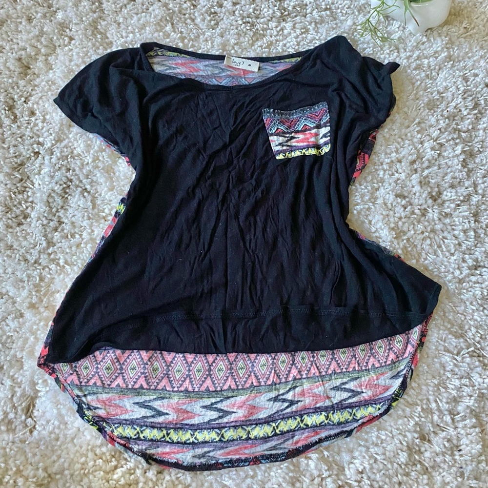 Love J simple tribal flowy black shirt with different colors. Cute littl…